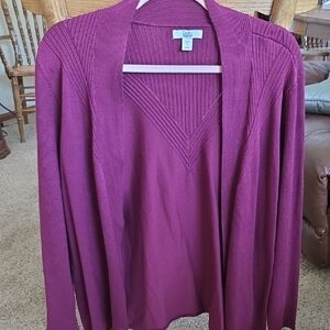 Sag Harbor Women's Burgundy Cardigan Sweater